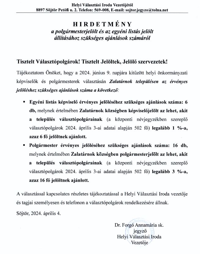 Hirdetmény 20240408 Polgármester
